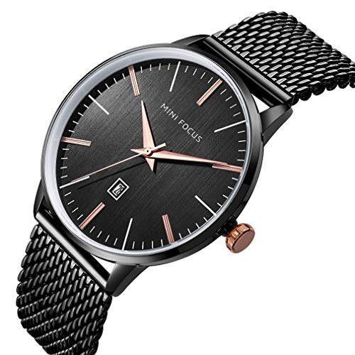 Men's Fashion Analog Business Quartz Watches with Stainless Steel Mesh Band Date Wrist Watches for Men (Black) Men's Fashion Analog Business Quartz Watches with Stainless Steel Mesh Band Date Wrist Watches for Men (Black)