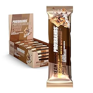 Probrands – Proteïnereep met Hoog Proteïnegehalte (37%) Smaak van koekjes en room, Met chocolade Zonder Toegevoegde…
