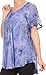 Sakkas 16483 - Hana Tie Dye Relaxed Fit Embroidery Cap Sleeves Peasant Batik Blouse / Top - Lilac - OS
