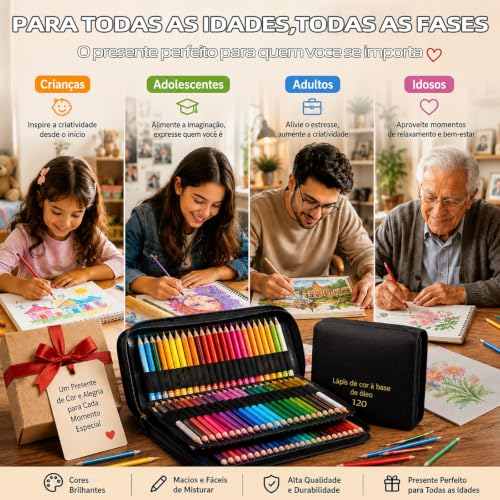 GODREAM Lapis de Cor Profissional, 120 Cores Mais Vivas, com Estojo Portátil, Lapis de Colorir Macio e Aveludado para Desenho, Pintura, Esboço e Escrita, Presente Criativo para Adultos e Iniciantes