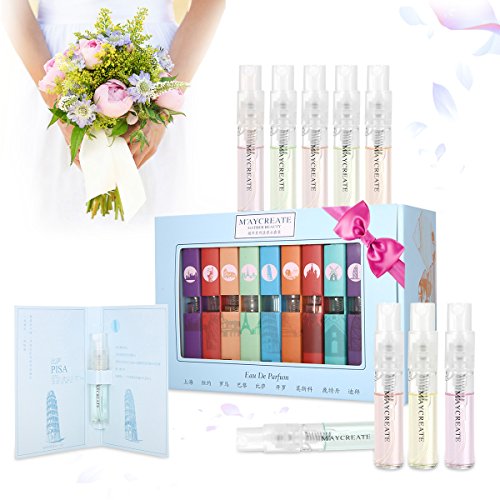 9 Pcs Mini Fragrances Gift Set, LuckyFine 9 Scent City Perfume Set Spray Gift Kit for Women Girls Valentine's Day Gift Set