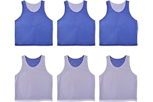 RE-HUO 6 PCS Reversible Pinnies Basketball Soccer Training Vest Double Sided Mesh Jerseys for Adult