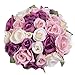 Artiflr Artificial Flowers Rose Bouquet 2 Pack Fake Flowers Silk Plastic Artificial White Roses 18 Heads Bridal Wedding Bouquet for Home Garden Party Wedding Decoration