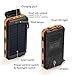 Solar Charger, 10000mAh Solar Power Bank Portable Battery Pack Cellphone Charger with 2 LED Flashlights, Solar Panel with Compass and Carabiner for iOS and Android Cellphones(Orange)