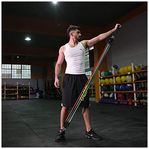 Rainlin Portable Exercise Resistance Band Set Stackable up to 150 lbs (5 Stackable Exercise Bands with Door Anchor… - Image 4