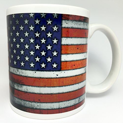 A028 United States Flag Coffee Mug, US Flag Tea Cup, patriot, Army, Navy, 11 oz Mug, Ceramic Cup,