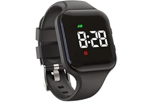 e-vibra Waterproof Vibrating Alarm Watch Rechargeable 15 Alarm Reminder Watch Potty Training Watch with Lock Screen (Black Square)