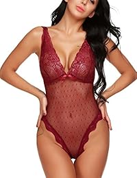 Women Teddy Lingerie One Piece Lace Teddy Bodysuit Sexy Babydoll Bodysuit