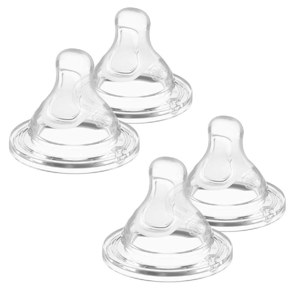 Chicco "Mama-Effect" Silicone Teat Pack of 4 // 2 Months+ Size 2 Medium Flow Made in Italy