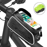 FishOaky Bike Front Frame Bags, Waterproof Bicycle Phone Mount Bag, Sensitive Touch Screen Sun Visor Large Capacity Top Tube Bike Bag Fits for iPhone Xs / 8 Plus, Galaxy Note 9/8/7/ S9，Below 6.5"