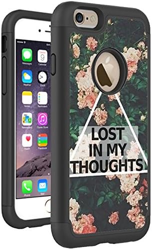 iPhone 6S 6 Case Cover By HybCase Featuring Lost In My Thoughts Hipster Quote Flowers Fun iPhone 6S Cases For Girls Teens Women