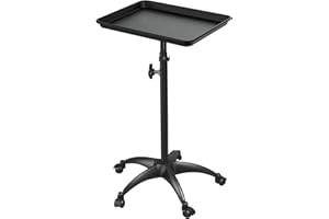 Aratan Salon Tray on Wheels, Instrument Tattoo Tray, Height Adjustable Rolling Storage Tray for Hairstylist Clinic Spa, Black