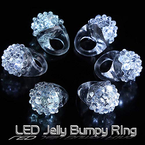 Fun Central 24 Pack LED Jelly Bumpy Rings, Flashing Rings Party Favors for Concert & Wedding