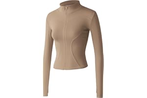 Gacaky Women's Slim Fit Lightweight Athletic Full Zip Stretchy Workout Running Track Jacket with Thumb Holes