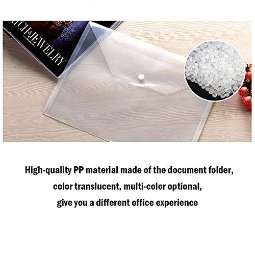 Plastic Envelopes Poly Envelopes - 30Pack Poly Folders With Snap Button Closure Plastic Folders Premium Quality Document Folder A4 Size 6 Assorted Colors