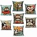 JC Home Cotton Linen Owl Pillow Case Room Decoration Sofa Cushion Cover Type 3