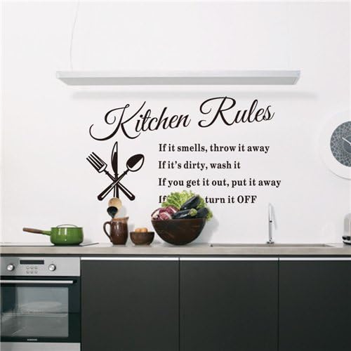 Kitchen Wall Stickers Home Decor Dining & Cooking Quote Decal Heart Removable Vinyl Art Decoration (Kitchen Rules) 23.6"X13"