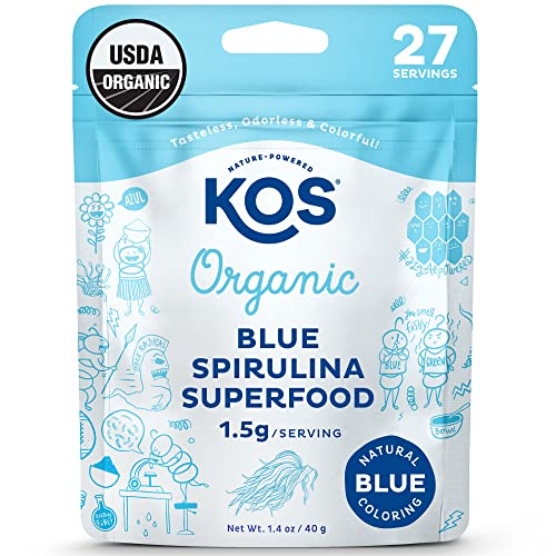 KOS USDA Organic Blue Spirulina Powder, Phycocyanin Vegan Algae