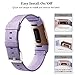 hooroor Canvas Woven Bands Compatible for Fitbit Charge 3 and Charge 3 SE Fitness Activity Tracker, Breathable Fabric Soft Accessory Sports Replacement Band Wristbands Strap Women Men(Lavender, Large)