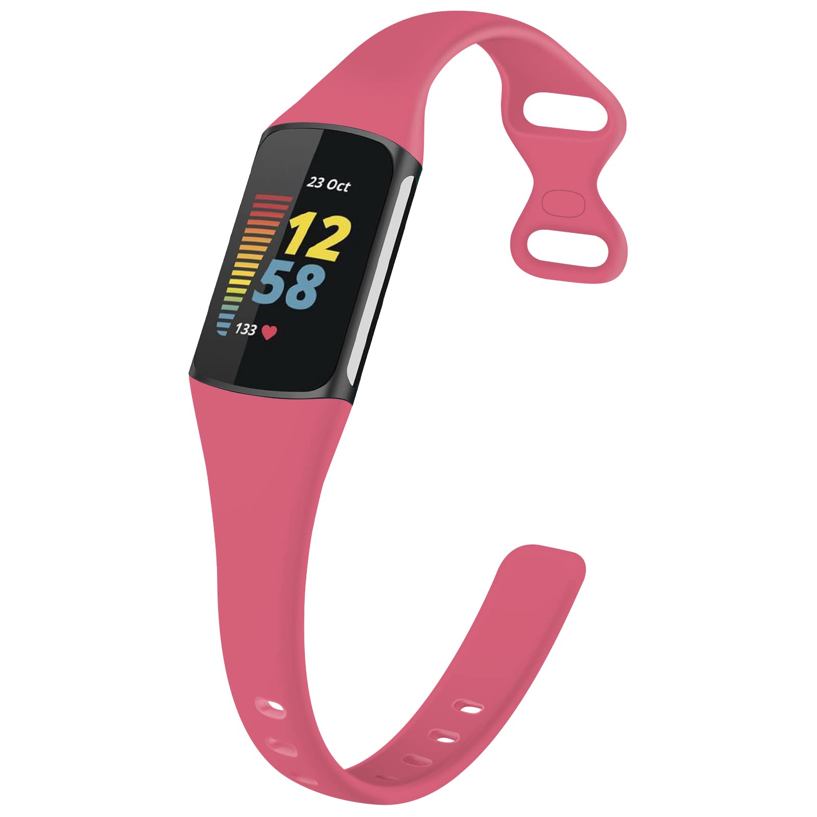 TopPerfekt Slim Straps Compatible with Fitbit Charge 5 Strap Women Men, Adjustable Soft Silicone Sport Replacement Watch Band Straps Wristbands Bracelet for Charge 5 Activity Tracker (Pink)