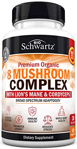 image for BioSchwartz Premium Organic 8 Mushroom Complex Supplement with Lions M
