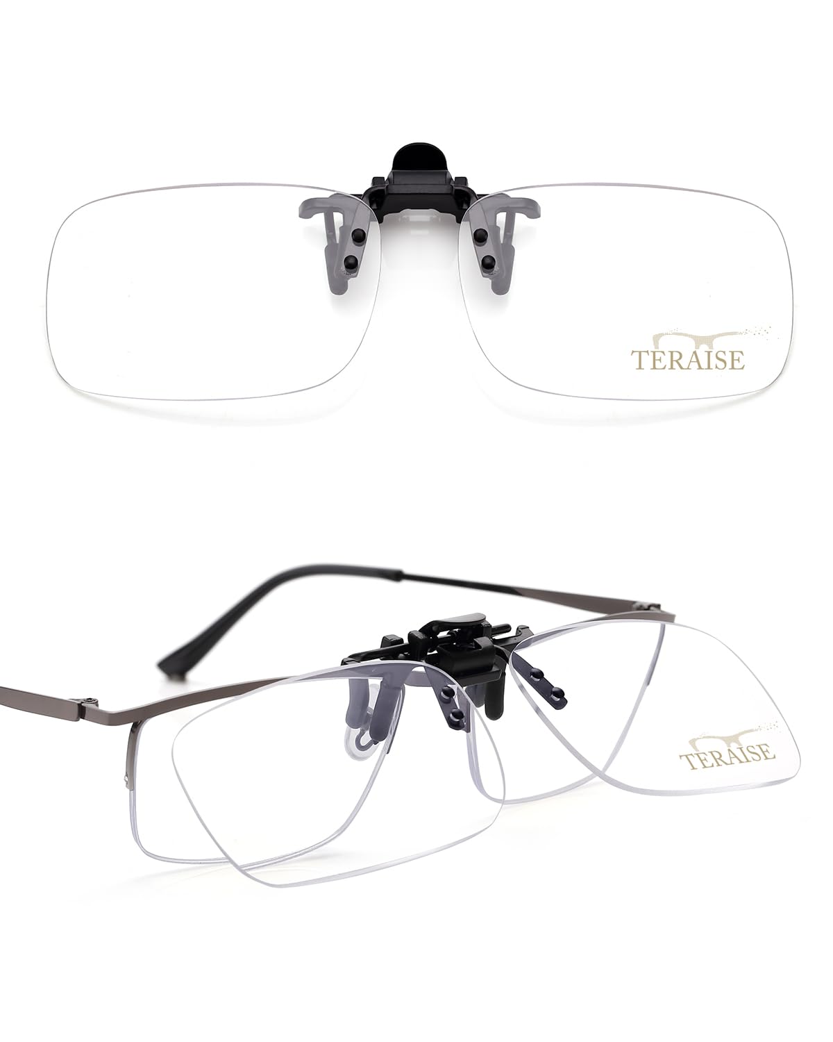TERAISE Clip-on Reading Glasses, Flip Up Blue Light Glasses, Ultralight Magnifiers for Eyeglasses, Clip on Reader for Men and Women (2.0X)