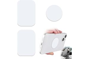 ZYAOTWQZ Phone Magnets - Universal Metal Plates, 2 Rectangular and 2 Round with Adhesive, Car Magnets (White)