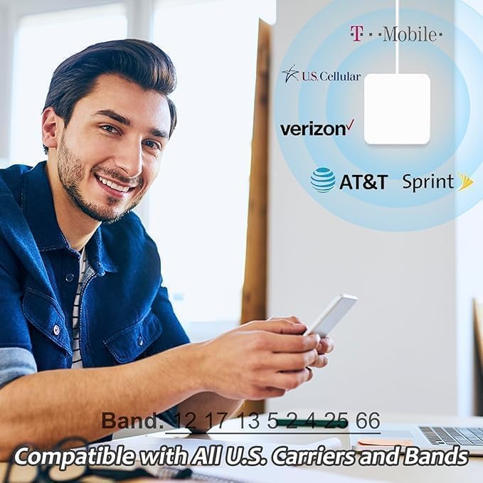 Cell Phone Booster for Home，Up to 8,000 sq ft,Cell Phone Signal Booster with 2 Indoor Antennas Band 66/2/4/5/12/17/13/25 for All Canadian Carriers | Boost 4G Data Signal | ISED Approved