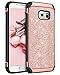 BENTOBEN Galaxy S6 Edge Case, S6 Edge Case, 2 in 1 Luxury Glitter Bling Hybrid Slim Hard Covers Sparkly Shiny Faux Leather Chrome Shockproof Protective Case for Samsung Galaxy S6 Edge, Rose Gold