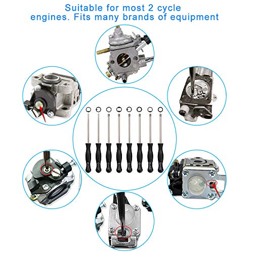 PERFETSELL 8 Stück Vergaser Schraubendreher Set Tuneup Vergaser Schlüssel Einstellwerkzeug Schraubenzieher Carbon Schmutzstrahlentferner für gewöhnliche 2 Zyklus Motoren Husqvarna Echo Toro – Bild 7