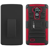 LG G Flex2 Case - Armatus Gear (TM) Tactical Hybrid Armor Case 2-in-1 Dual Layer Protector with Kickstand and Holster Combo For LG G Flex 2 - Red