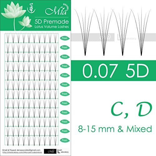 [0.07 D] Lotus 5D Fan Lashes Premade Volume Fan Pre-fan Semi Permanent Eyelash Extensions (5D 0.07 D 12mm)
