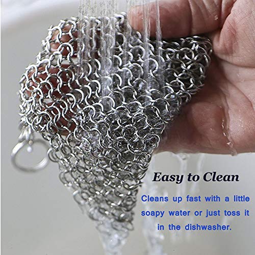 image for Senpulism Cast Iron Cleaner, Durable 316L Stainless Steel Chainmail Sc