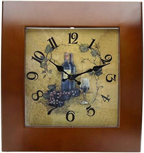 Creative Motion 22034-2 Wall Clock with Wooden Frame and Wine Design