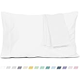 HOMTEC Pillow Cases, King Size Cotton Percale Weave Pillowcases, Pre-Shrunk Breathable and Hypoallergenic Pillowcases, Set of 2 (2 Piece King 20 Inch x 40 Inch, White)
