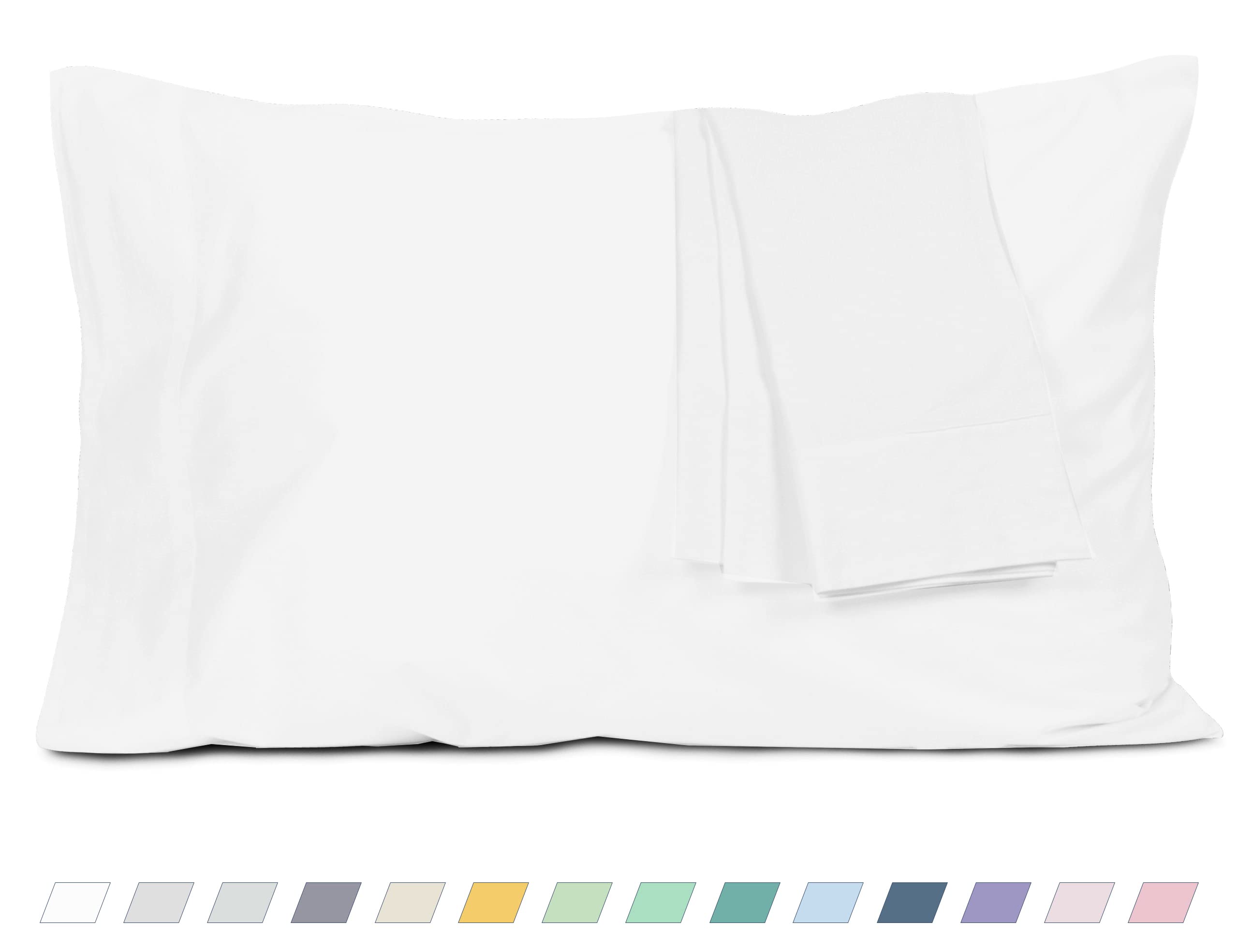 Photo 1 of HOMTEC Pillow Cases, Standard Queen Size Cotton Percale Weave Pillowcases, Pre-Shrunk Breathable and Hypoallergenic Pillowcases, Set of 2 (2 Piece Standard/Queen 20 Inch x 30 Inch, White)