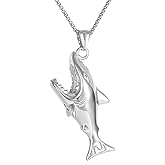 Ashes Necklace For Men Stainless Steel Shark Cremation Jewelry For Ashes Of Loved Ones Keepsake Urn Necklace Mom Dad Memorial Pendant