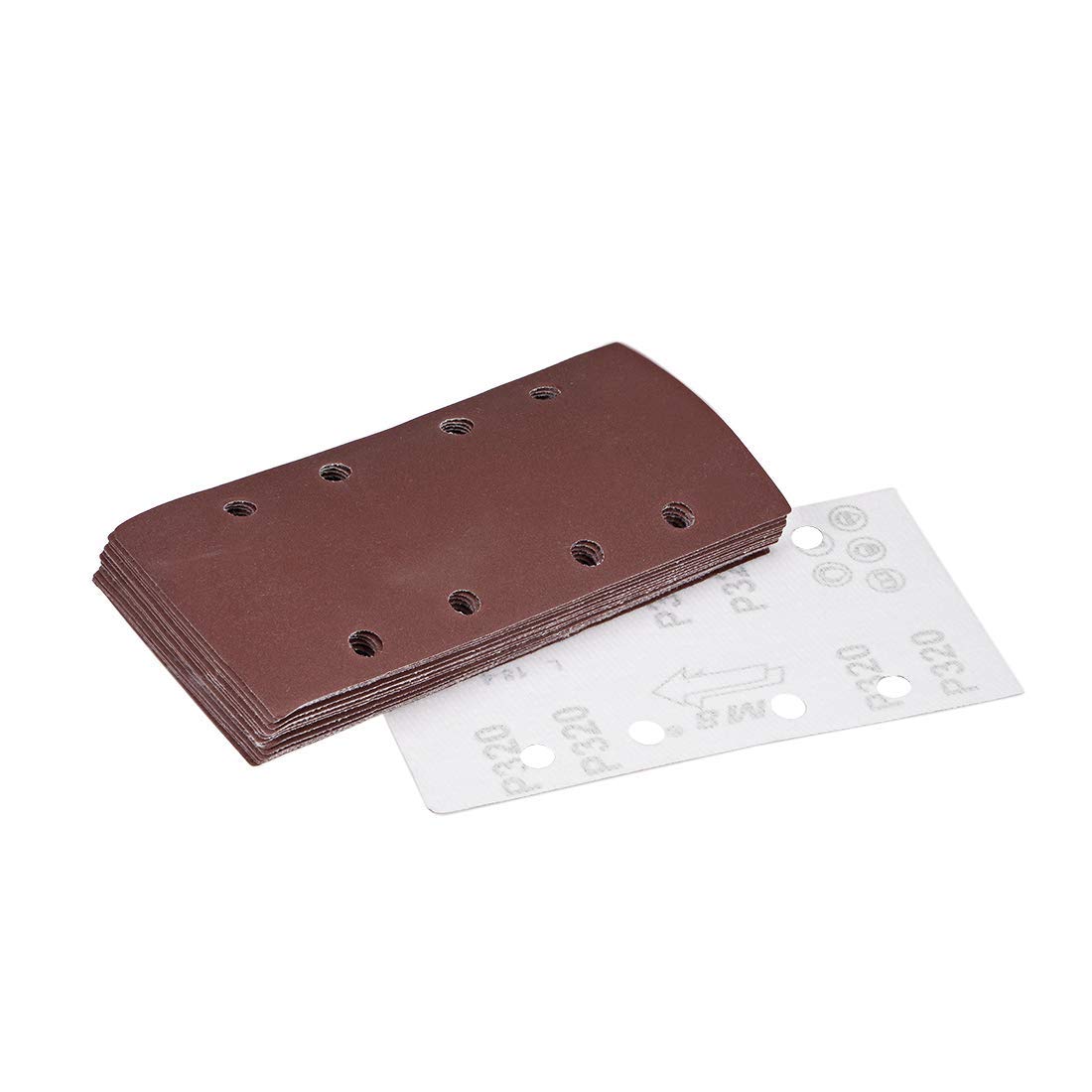 TA-VIGOR 15Pcs Sanding Sheets 320 Grit, 95mm x 185mm Rectangular Sandpaper Hook and Loop 8 Holes Sander Pads for Electric Sander