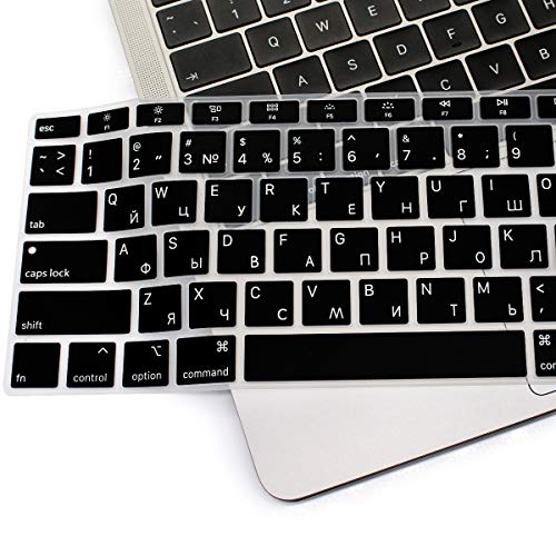HRH Black Russian Language Silicone Keyboard Cover Skin for MacBook Newest Air 13 Inch 2018 Release A1932 with Retina Display and Touch ID,USA Layout - Thumbnail 4