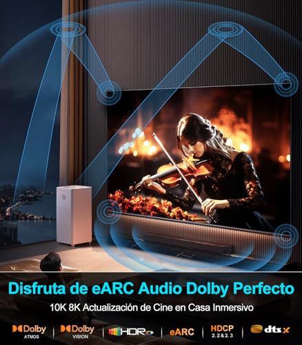 Sniokco 10K 8K 4K Cable HDMI 2.1 48Gbps 3 Metros Certificado Cable HDMI® Ultra Alta Velocidad 0.01ms 4K 240Hz 165Hz 120Hz 8K 60Hz eARC Netflix HDCP 2.3 2.2 HDR10+ TV Monitor Proyector Roku PS5 X-box