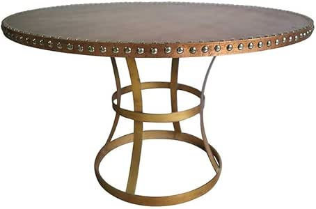 Pharao24 Mesa de Comedor de Colores en Cobre Redondo con Remaches