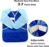 KIMMAX Kids Art Smock 3-7 Blue Waterproof Painting Apron Long Sleeves view 2
