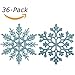 Sea Team Plastic Christmas Glitter Snowflake Ornaments Christmas Tree Decorations, 4-inch, Set of 36, Babyblue