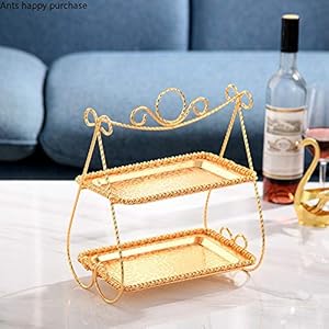 Metalen taartstandaard Europese stijl goud zilver gedroogde vruchten snack tray snoep fruit lade twee etages dessert…