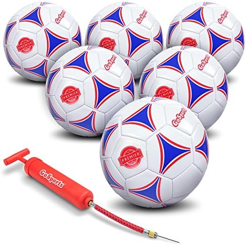 GoSports Premier Soccer Ball with Premium Pump - Available as Single Balls or 6 Packs - Choose Your Size
