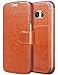 Samsung Galaxy S7 Leather Wallet Case with Credit Cards Slot and Metal Magnetic, Slim Fit and Heavy Duty, TAKEN DIRECT Plastic Flip Cover with Rubber Edge, for Women, Men, Boys, Girls Brown