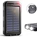 F.Dorla 20000mAh Power Bank Solar Charger Waterproof Portable External Battery USB Charger Built in LED light with Compass for iPad iPhone Android Cellphones, 9 Colors Avaliable（Black））