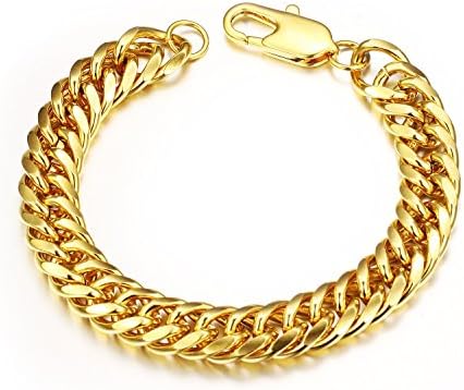 Gemsuki 18K Gold Plated Link Chain Bracelet KS946 (Length: 19 cm./Width: 8 mm.)