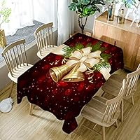 iUnisy Super Christmas Tablecloth 3D Bell Pattern Rectangular Dustproof Table Cover Cabinet Mat 60 84 inch