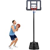 Basketball Hoop Outdoor 10ft Adjustable, Portable Basketball Hoop Goal System in Backyard/Driveway/Indoor, 32 Inch Shatterproof Backboard and Larger Base